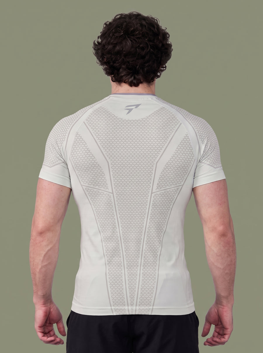 Men’s White Performance Compression Gym Shirt – Short Sleeve