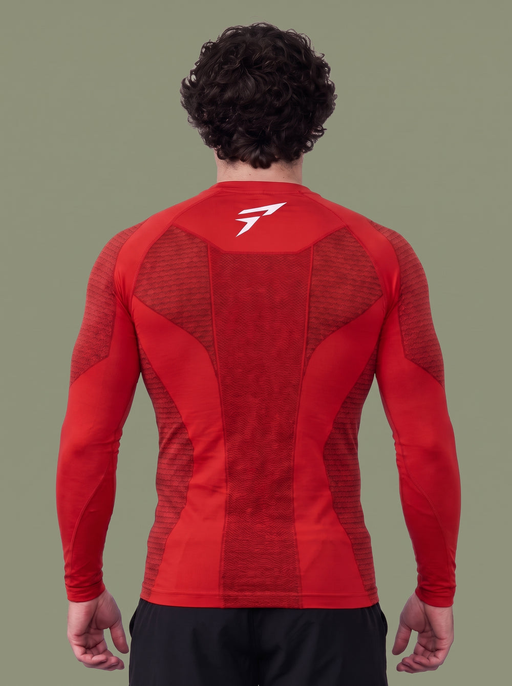 Men's Red Compression Gym Shirt – Long Sleeve Athletic Workout Top