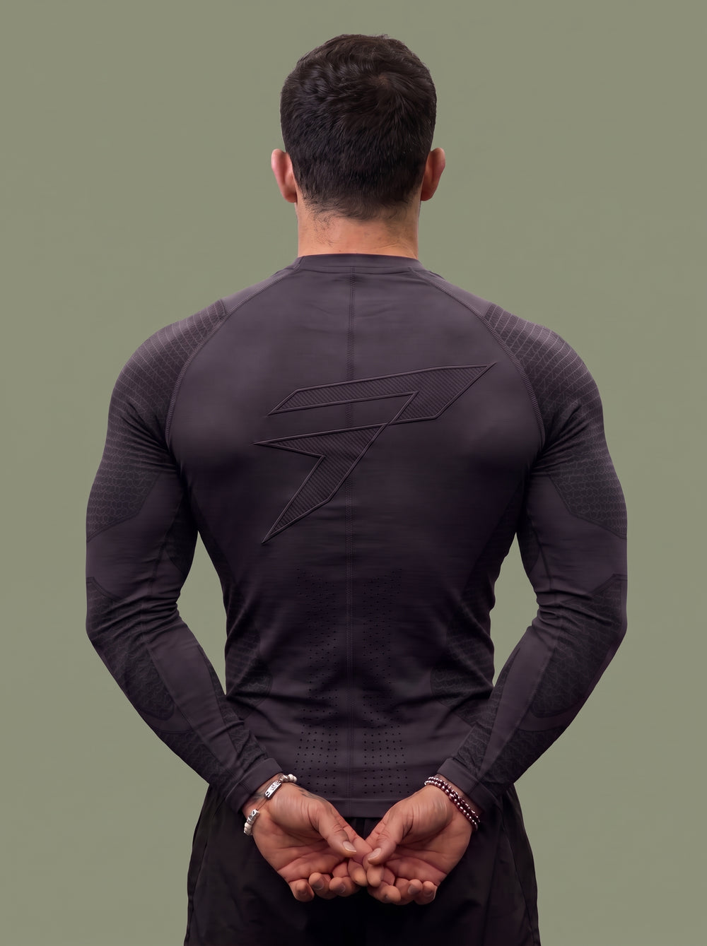 Men's Charcoal Gray Compression Gym Shirt – Long Sleeve Athletic Workout Top